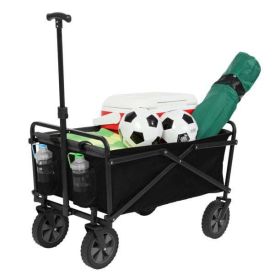 Compact Outdoor Folding Utility Wagon, Black