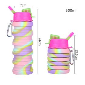 500ml Creative Silicone Folding Water Cup Outdoor Sports Ride Fitness Portable Kettle Camouflage Gift Cup Free Delivery Items (Color: 1, Capacity: 0.5L)