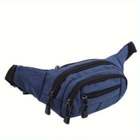 Men's And Women's Large-capacity Wear-resistant Sports Waist Bag Casual Bag Shoulder Chest Bag Light Sports Travel Bag Men's Messenger Backpack Waist (Color: Blue)